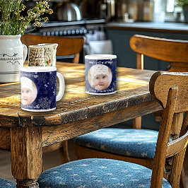 Söt Blue, God jul, Snöflingor, Foto Jumbo Mugg