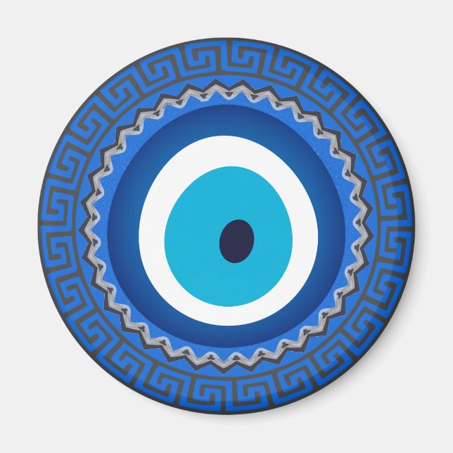 Söt Blue Greek Mandala Nazar Evil Öga Amulet Magnet (Framsidan)