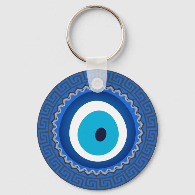 Söt Blue Grekiska Mandala Nazar Evil Öga Amulet Nyckelring (Framsida)