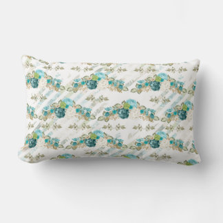 SÖT BLUE GRÖNT VITVATTENFÄRGFLÖDEN LUMBARKUDDE