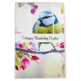 Söt Blue & Gult Bird på en Gren-födelsedag