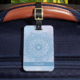 Söt Blue Helig Lotus Flower Blommar Mandala Bagagebricka
