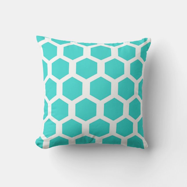 Söt Blue Hexagon Kudde (Framsida)