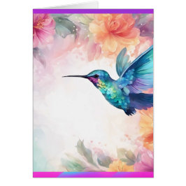 Söt Blue Hummingbird Greeting Card Hälsningskort