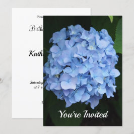 Söt Blue Hydrangea Blommigt Foto Birthday Inbjudningar