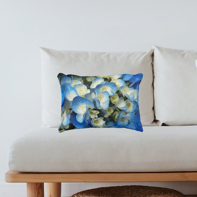 Söt Blue Hydrangea Blommigt Prydnadskudde (In Situ Sofa)