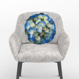 Söt Blue Hydrangea Blommigt Rund Kudde
