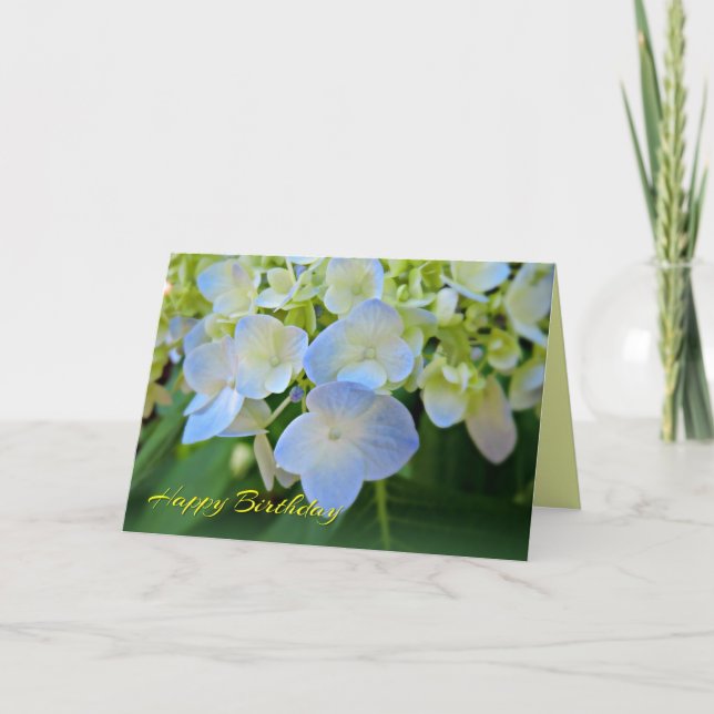 Söt Blue Hydrangea Grattis på födelsedagen Card Kort (Framsida)