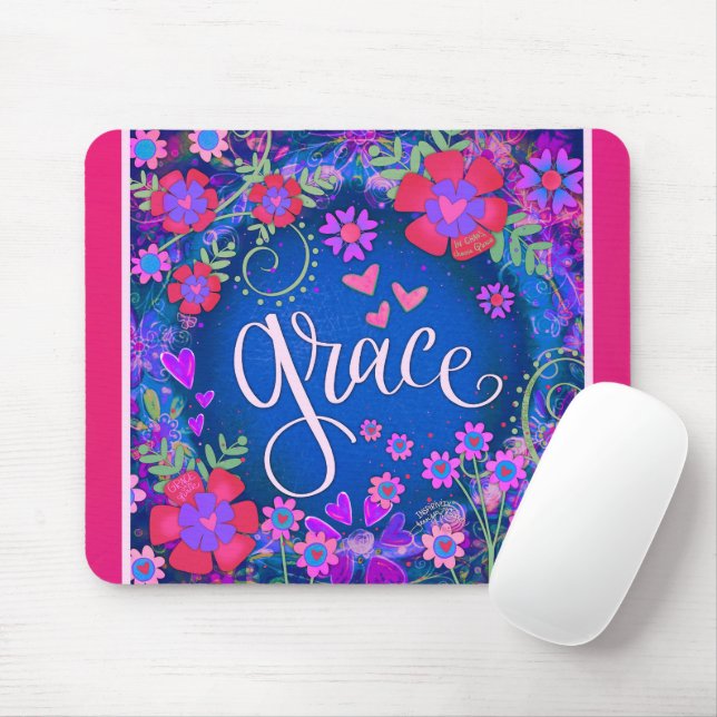 Söt Blue Inspiring Blommigt Grace Inspiritivity Musmatta (Med mus)