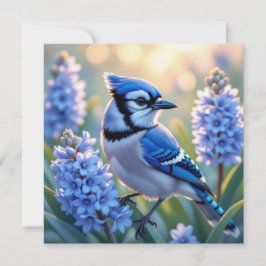 Söt Blue Jay och Lilacs Blank
