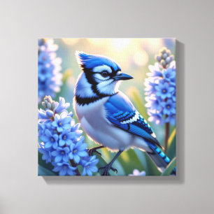 Söt Blue Jay och Lilacs Canvastryck