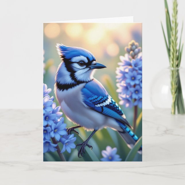 Söt Blue Jay och Lilacs | Ha en Bra dag Kort (Framsida)