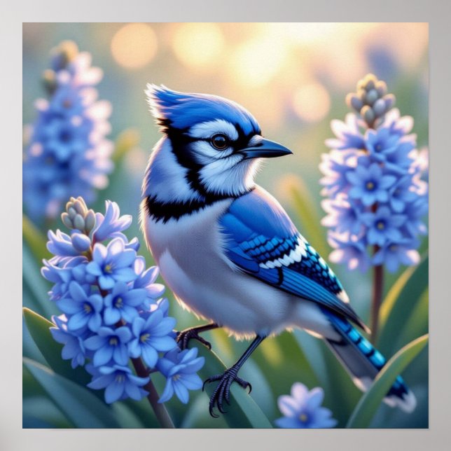 Söt Blue Jay och Lilacs Poster (Framsidan)