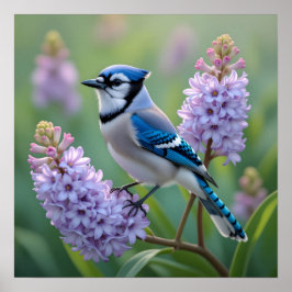 Söt Blue Jay Stanon Lilac Grenar Poster
