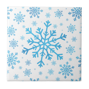 Söt Blue jul Snöflingor på Vintervit Kakelplatta