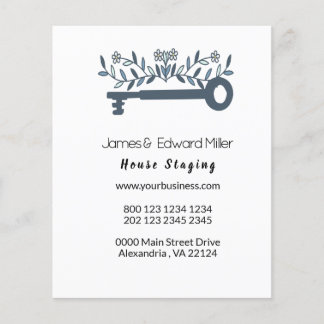 Söt Blue Land Blommigt Egendom Home Nyckel Flygblad