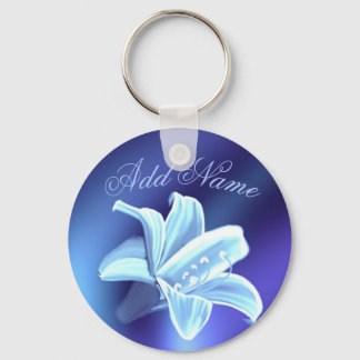 Söt Blue Lily Flower Personlig Keychain Nyckelring