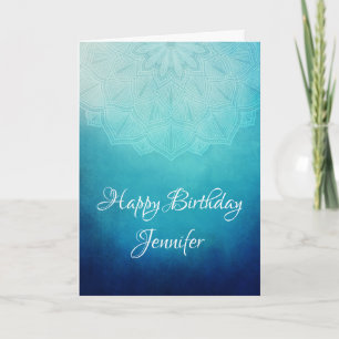 Söt Blue Mandala Abstrakt Birthday Kort