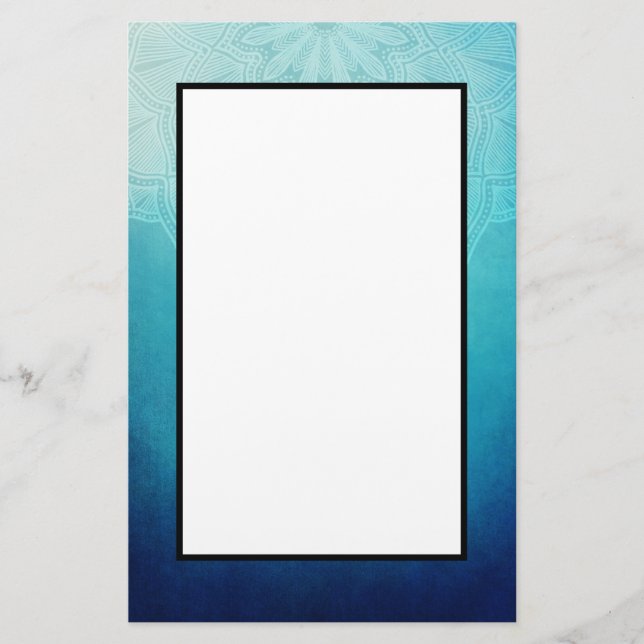 Söt Blue Mandala Abstrakt Brevpapper (Framsida)