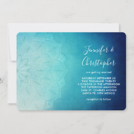 Söt Blue Mandala Abstrakt Bröllop Inbjudningar