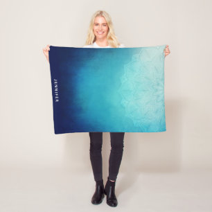 Söt Blue Mandala Abstrakt Fleecefilt