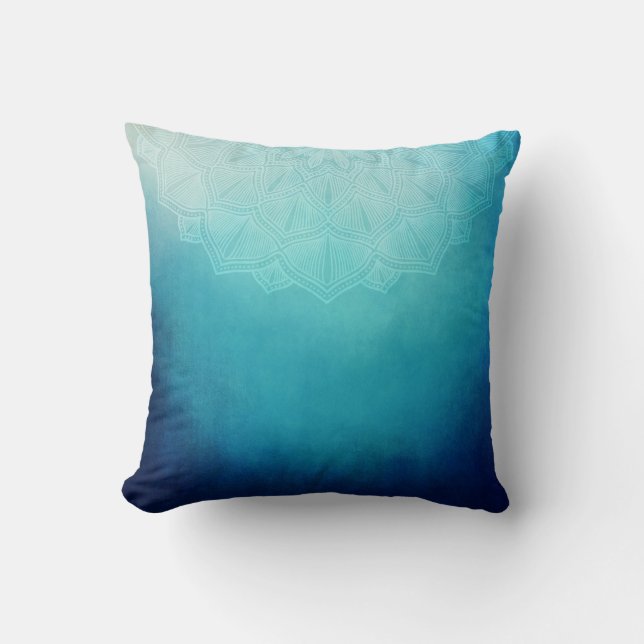 Söt Blue Mandala Abstrakt Kudde (Framsida)