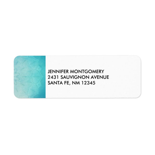 Söt Blue Mandala Abstrakt Returadress Etikett (Framsidan)