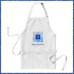 Söt Blue Menorah Hanukkah Förkläde<br><div class="desc">Fantastiskt menorah-grafik med "LYCKLIG HANUKKAH" i skript. Söt i vilket kök som helst!</div>