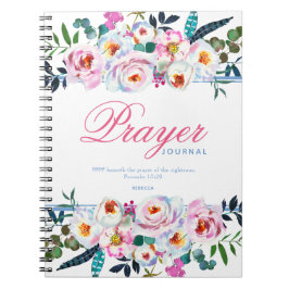 Söt Blue Named Blommigt Prayer Journal Anteckningsbok