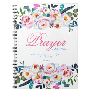 Söt Blue Named Blommigt Prayer Journal Anteckningsbok
