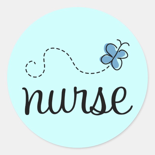 Söt Blue Nurse Sticker Runt Klistermärke (Framsida)