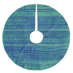 Söt Blue och Grönt Distress Rand Mönster Julgransmatta Borstad Polyester