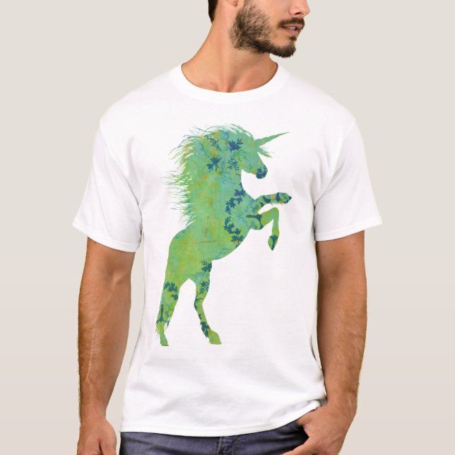 Söt Blue och Grönt Unicorn T Shirt (Framsida)