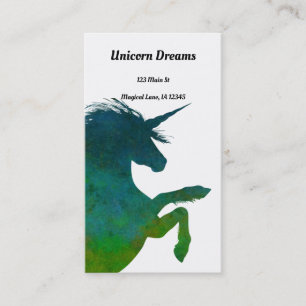 Söt Blue och Grönt Unicorn Visitkort