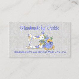 Söt Blue och Gult Blommigt Sewing Maskin Visitkort