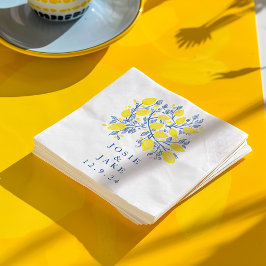 Söt blue och gult citron vines bröllop pappersservett
