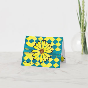 Söt Blue- och Gult Flower Design Tack Kort