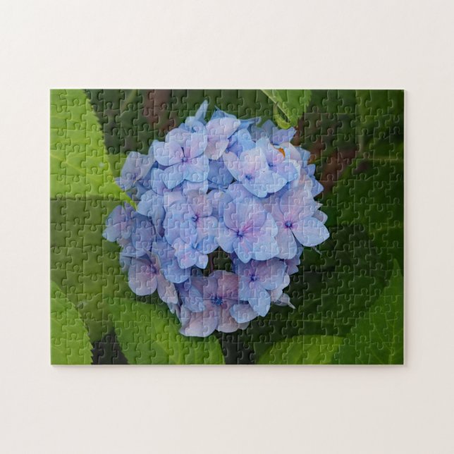 Söt Blue och Rosa Hydrangea Blommigt Photo Pussel (Horisontell)