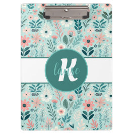 Söt Blue och Rosa Pastel Folk Art Flowers
