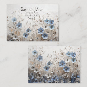 Söt Blue och White 3D Blomsterträdgård Bröllop Anteckningskort