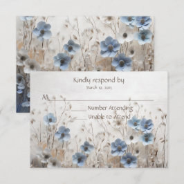 Söt Blue och White 3D Blomsterträdgård Bröllop OSA Kort