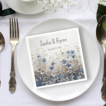 Söt Blue och White 3D Blomsterträdgård Bröllop