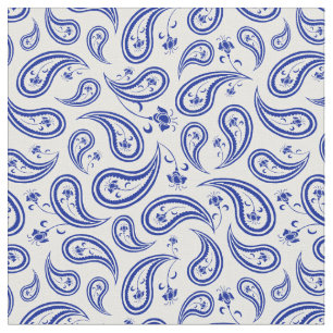 Söt Blue och White Paisley Mönster Tyg
