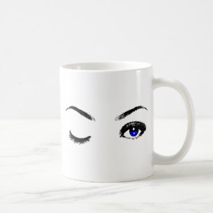 Söt Blue Öga Winking Kaffemugg
