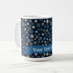 Söt Blue Orange White Scandinavian Snöflingor Kaffemugg