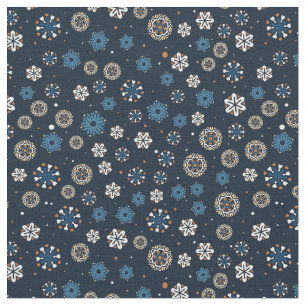 Söt Blue Orange White Scandinavian Snöflingor Tyg
