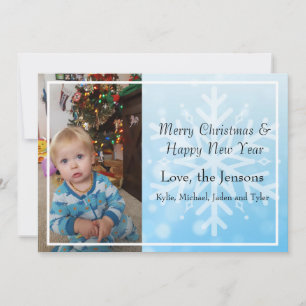 Söt Blue Personalize Snowflake Photo jul Inbjudningar