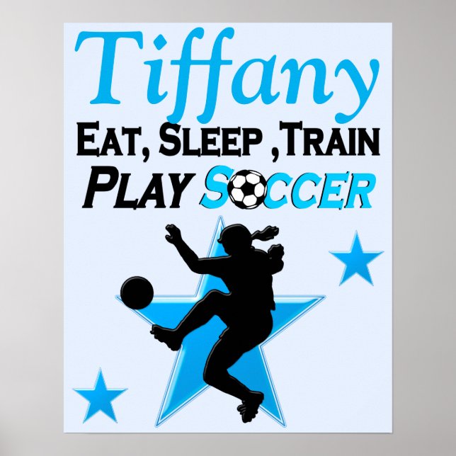 SÖT BLUE PERSONLIG SOCCER PLAYER POSTER (Framsidan)