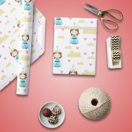 Söt Blue Princess Mönster Presentpapper