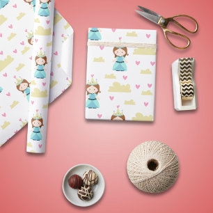 Söt Blue Princess Mönster Presentpapper